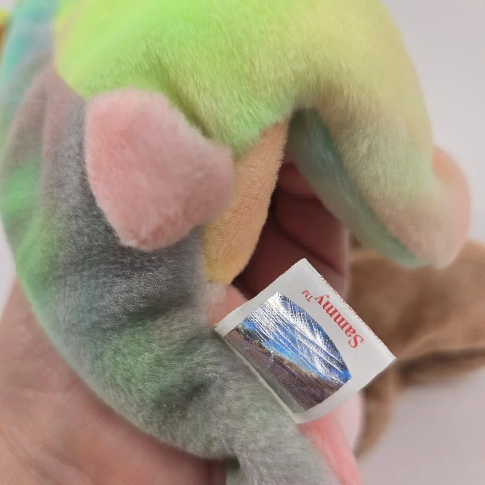 Ty Beanie Babies Lot Neon Seahorse Fuzz Bear Sammy Bear Tie Dye Plush Bundle 3pc